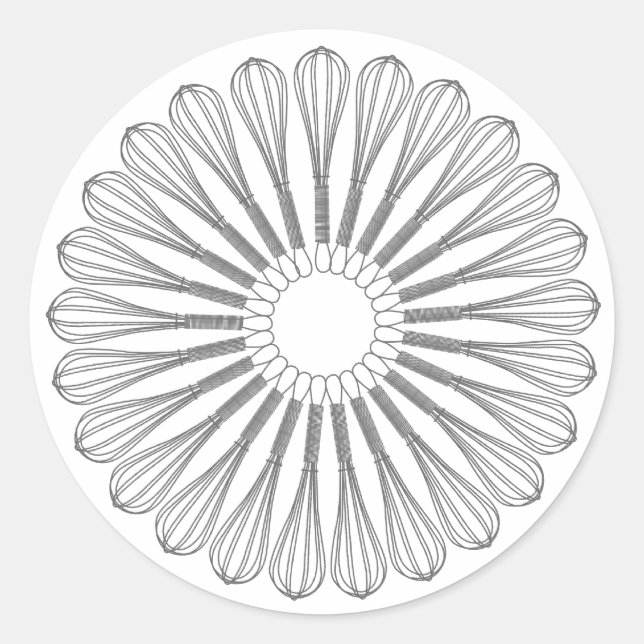 Pegatina Redonda Chef ejecutivo culinario, Whisk (Anverso)