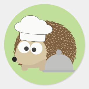 Pegatina Redonda Chef Hedgehog