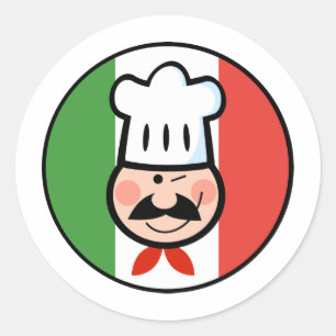 Pegatina Redonda Chef italiano