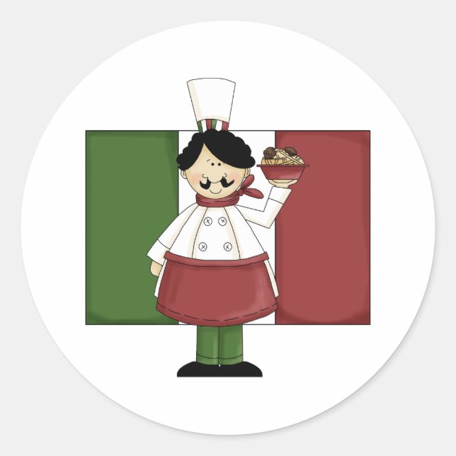 Pegatina Redonda Chef italiano - Personalizable (Anverso)