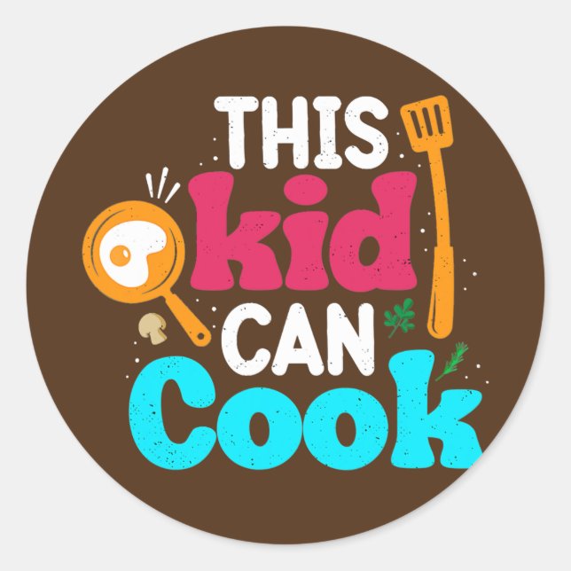 Pegatina Redonda Chef Kid Puede Cocinar Amantes Del Futuro Chef (Anverso)