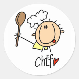 Pegatina Redonda Chef masculino