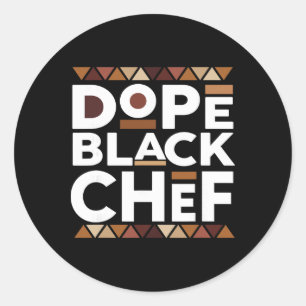 Pegatina Redonda Chef negro de drogas Historia negra de melanina Ch