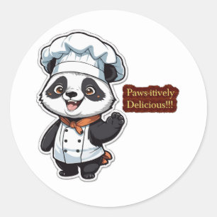 Pegatina Redonda Chef Panda Personalizado - Carácter culinario Ador