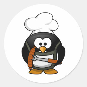Pegatina Redonda Chef Penguin Personalizado