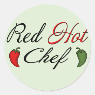 Pegatina Redonda Chef rojo caliente