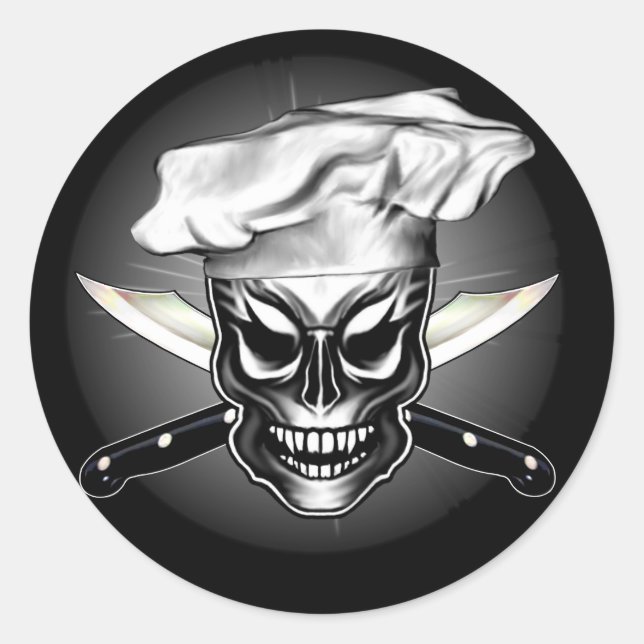 Pegatina Redonda Chef Skull 1 (Anverso)