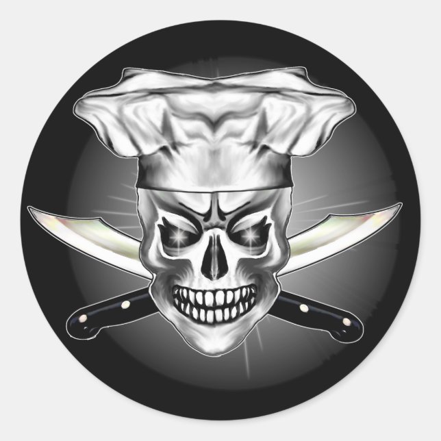 Pegatina Redonda Chef Skull 3.1 (Anverso)