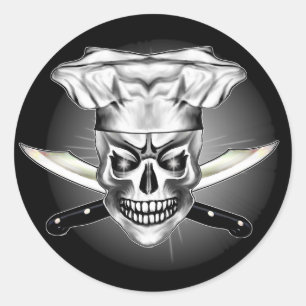 Pegatina Redonda Chef Skull 3.1