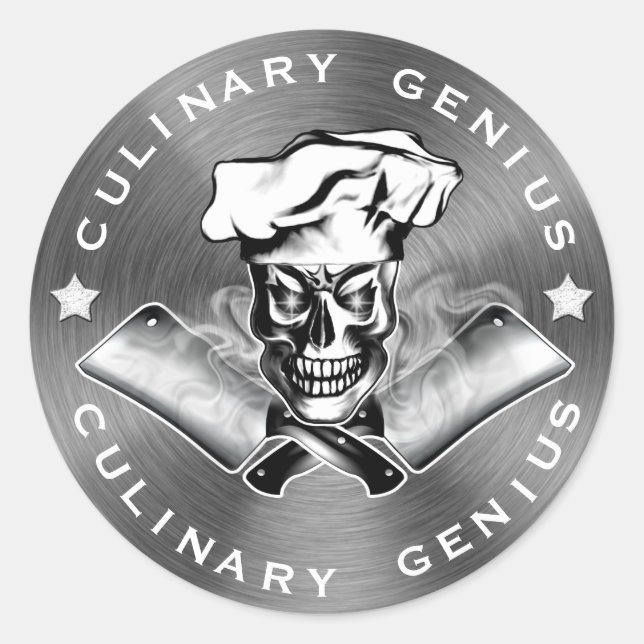 Pegatina Redonda Chef Skull 3.1 (Anverso)