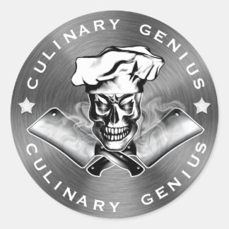 Pegatina Redonda Chef Skull 3.1