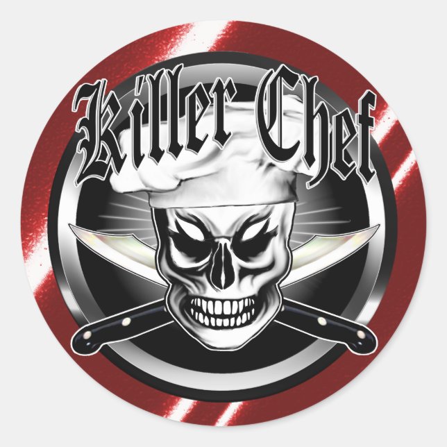 Pegatina Redonda Chef Skull 4: Asesino Chef (Anverso)