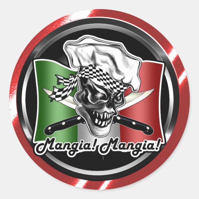 Pegatina Redonda Chef Skull 5 (Anverso)