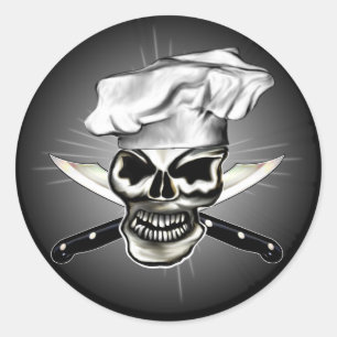 Pegatina Redonda Chef Skull 8