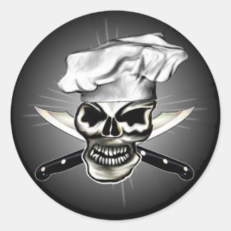 Pegatina Redonda Chef Skull 8