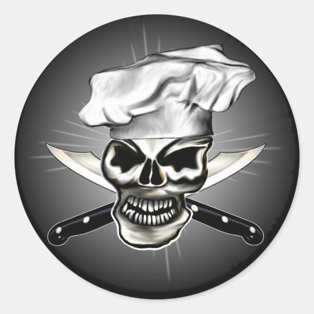 Pegatina Redonda Chef Skull 8 (Anverso)