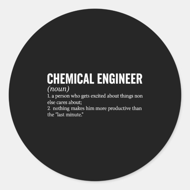 Pegatina Redonda Chemical Engineer Profession Definition Engineerin (Anverso)