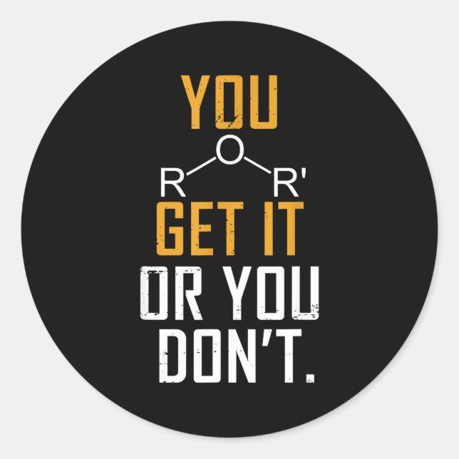 Pegatina Redonda Chemistry Pun - Ether Get It Or You Don't - Funny  (Anverso)