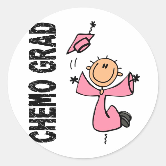 Pegatina Redonda CHEMO rosa GRAD 1 (Cáncer de Mama) (Anverso)