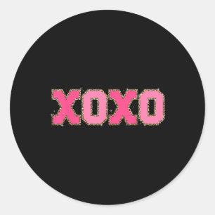 Pegatina Redonda Chenille Patch Sparkling Xoxo Valentine Day Heart