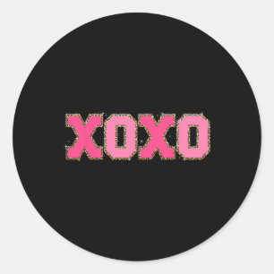 Pegatina Redonda Chenille Patch Sparkling Xoxo Valentine Day Heart