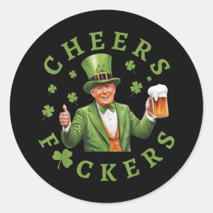 Pegatina Redonda Cheque F.ckers St Patricks Day Funny Beer