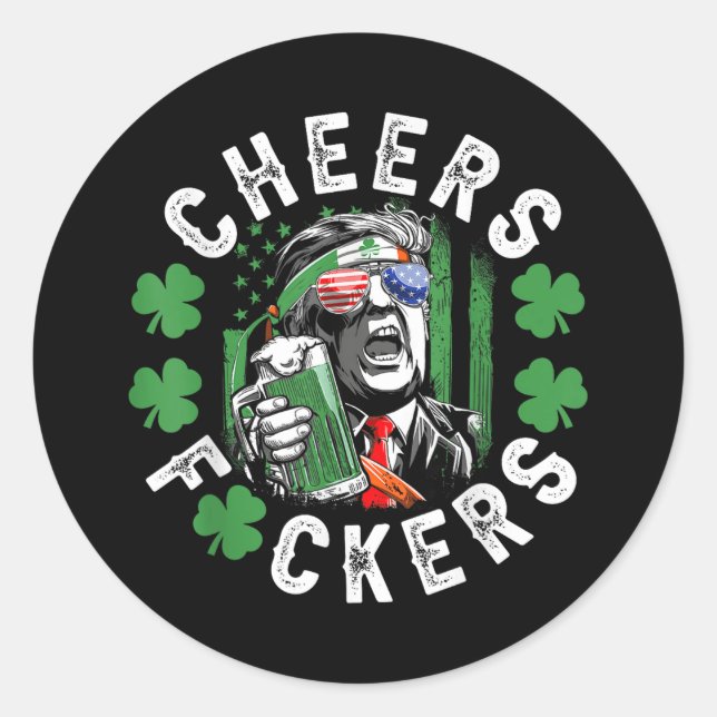 Pegatina Redonda Cheque F.ckers St Patricks Day Funny Beer (Anverso)