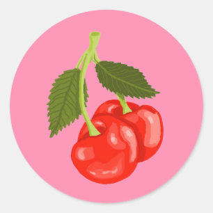 Pegatina Redonda Cherries