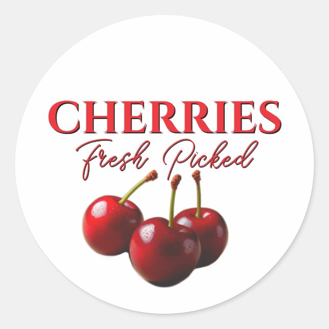 Pegatina Redonda Cherries fresh picked  (Anverso)