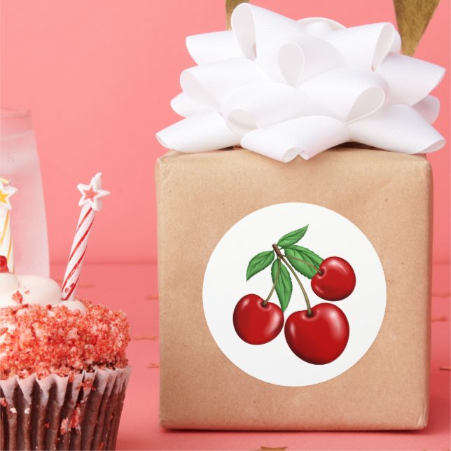 Pegatina Redonda Cherries Rojo Fruit Fun (Fiesta)