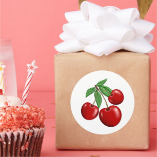 Pegatina Redonda Cherries Rojo Fruit Fun