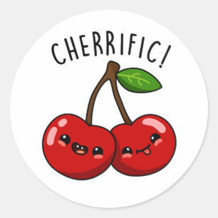Pegatina Redonda Cherrific Juego de Palabras Cereza Roja Divertida