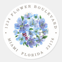 Cherry Blossom Bouquet Botanical Return address Cl