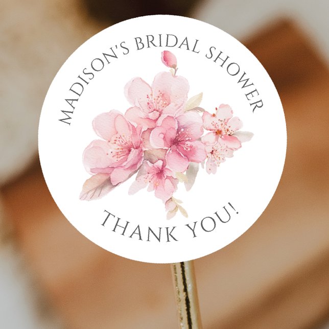 Pegatina Redonda Cherry Blossom Delight Bridal Shower (Subido por el creador)