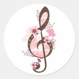 Pegatina Redonda Cherry Blossom Music