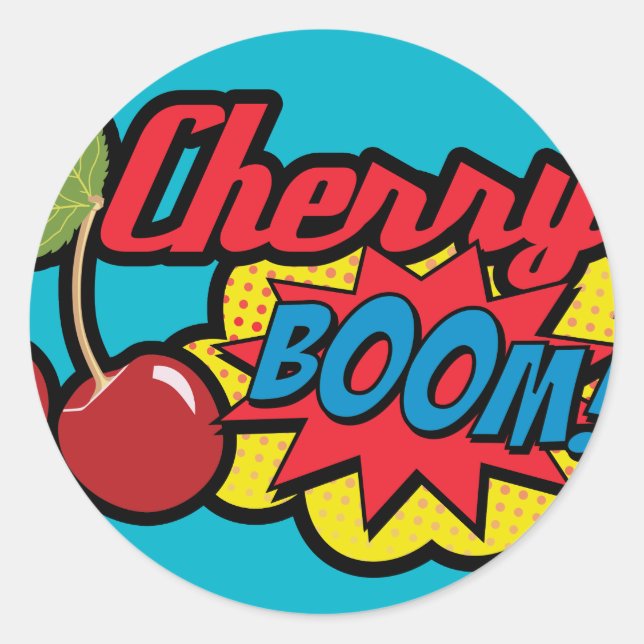 Pegatina Redonda Cherry Boom!! (Anverso)