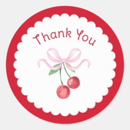 Pegatina Redonda Cherry Coquette Gracias Baño Nupcial