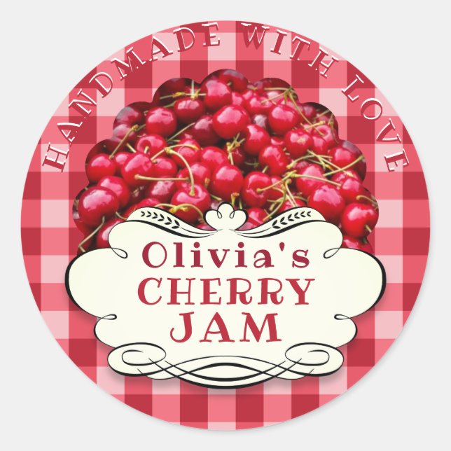 Pegatina Redonda Cherry Jam (Anverso)