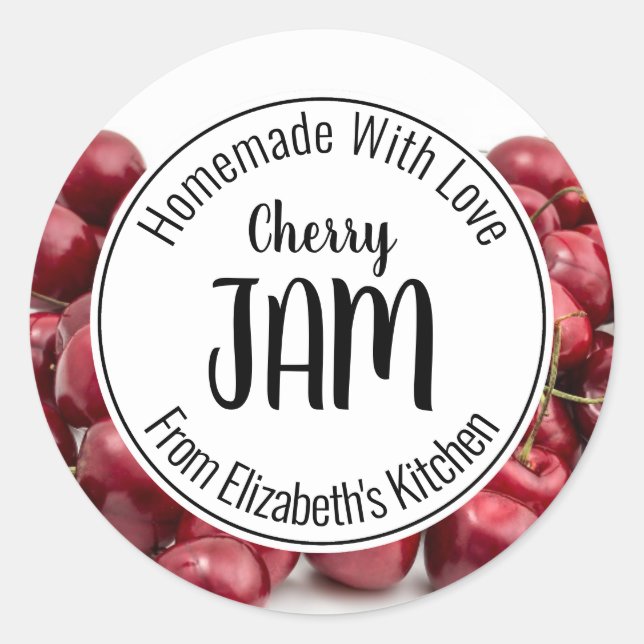Pegatina Redonda Cherry Jam (Anverso)
