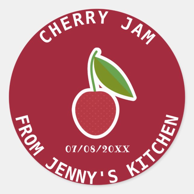 Pegatina Redonda Cherry Jam (Anverso)