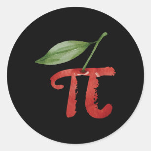 Pegatina Redonda Cherry Pi Day Funny Pie Cherries 3.14 Humor Scienc