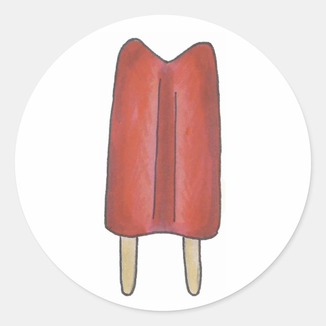 Pegatina Redonda Cherry Red Twin Pop Popsicles Popsicle Ice Lolly (Anverso)