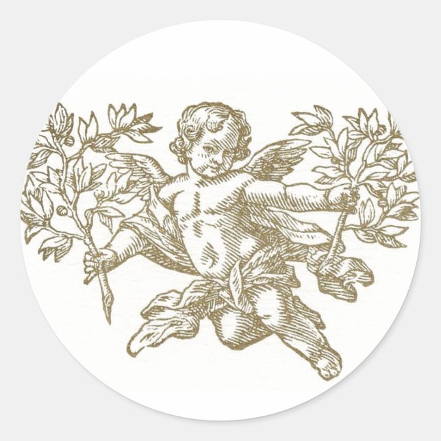 Pegatina Redonda Cherub Amgel<white>Pegatina de sobres (Anverso)