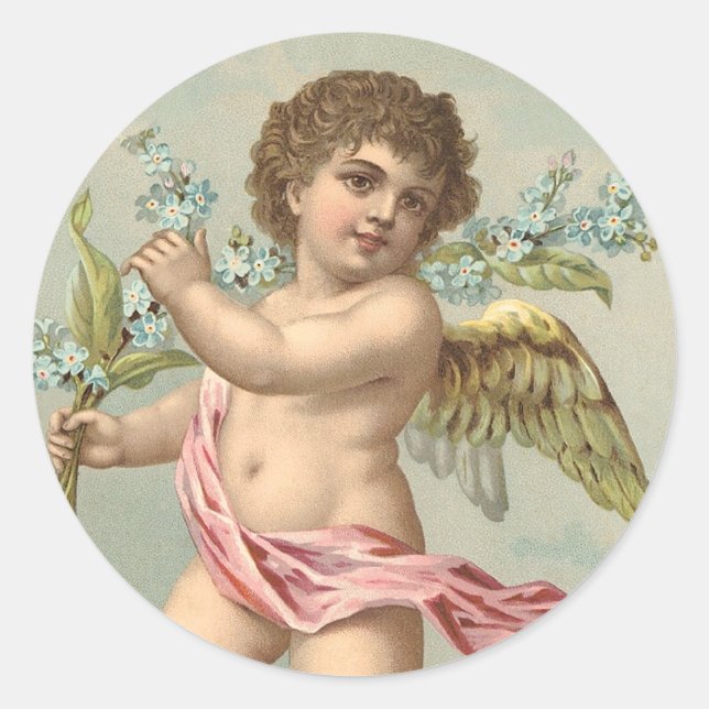 Pegatina Redonda Cherub victoriano (Anverso)