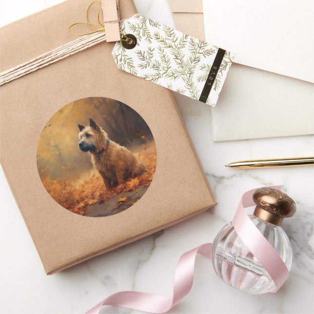 Pegatina Redonda Chesapeake Bay Terrier en otoño (Regalar)