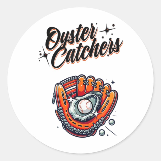 Pegatina Redonda Chesapeake Oyster Catchers Baseball (Anverso)