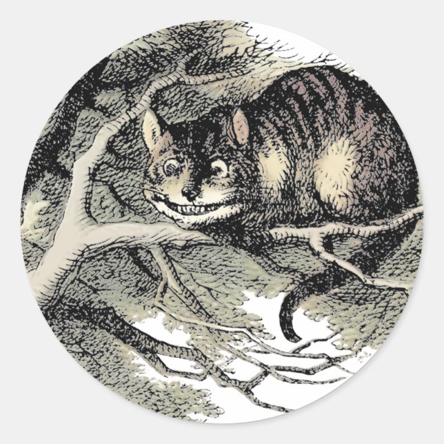 Pegatina Redonda Cheshire Cat Alice Wonderland Classic (Anverso)