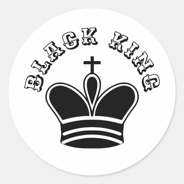 Pegatina Redonda Chess Black King (Anverso)