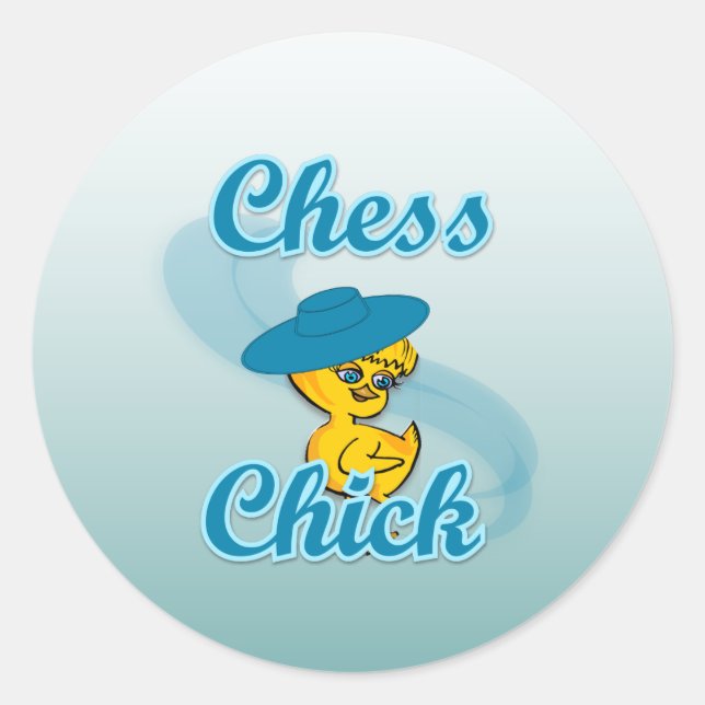 Pegatina Redonda Chess Chick #3 (Anverso)