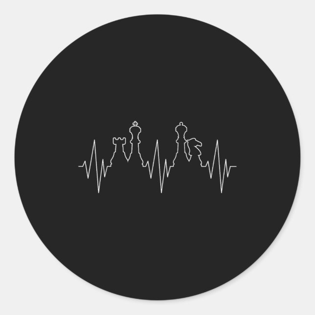 Pegatina Redonda Chess Heartbeat Chess Master Chess Club  (Anverso)